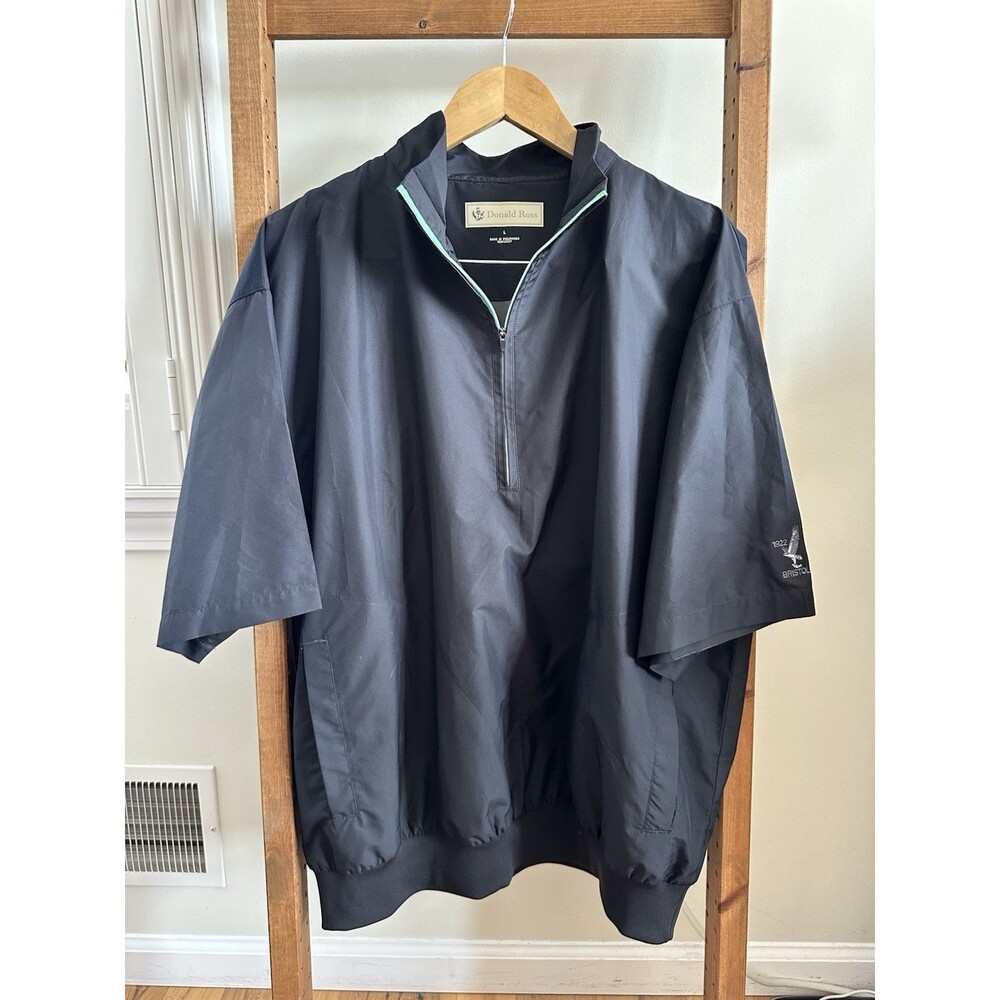 Donald Ross 1/2 Zip L Large Short Sleeve Windbreaker Black Pullover Jacket Men